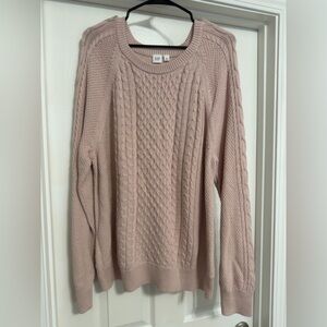 GAP Cable Knit Crewneck Sweater in Light Blush